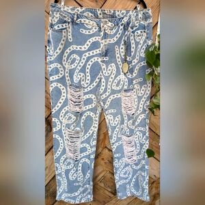 NWT Spoon Jeans Ripped Chain Link 100% cotton